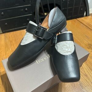 Franco Sarto Oakes Square Toe Ballerina Flats 8.5 Black
